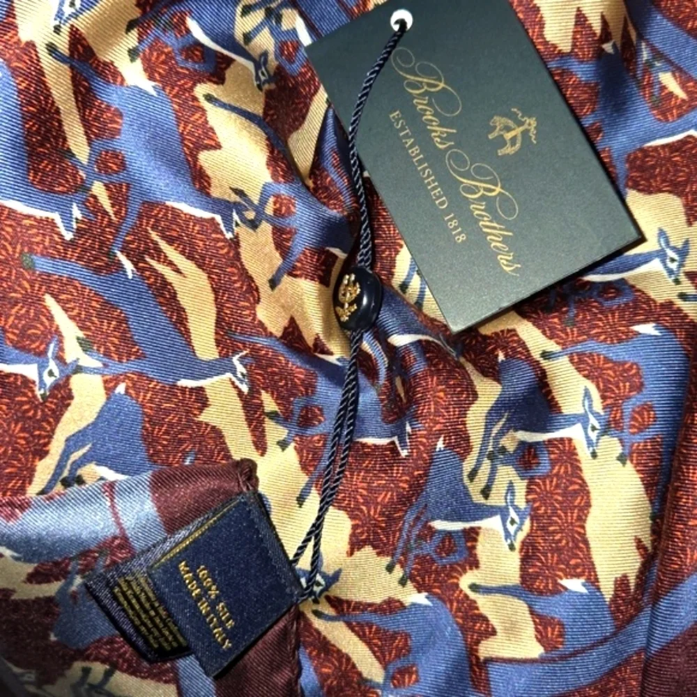 Brooks Brothers NWTs Deer Print Multicolor Silk Scarf